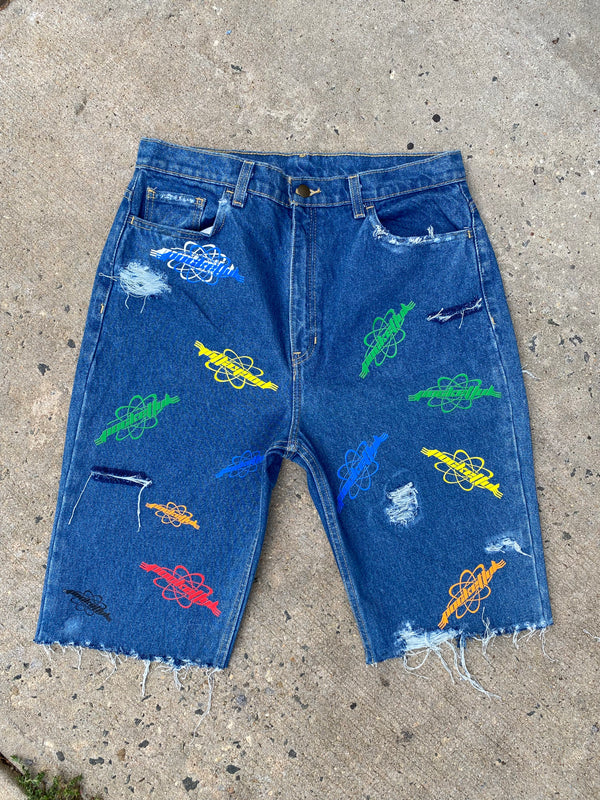 PF Denim Y2K Logo Shorts