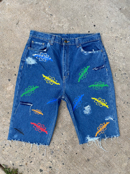 Denim Y2K Logo Shorts