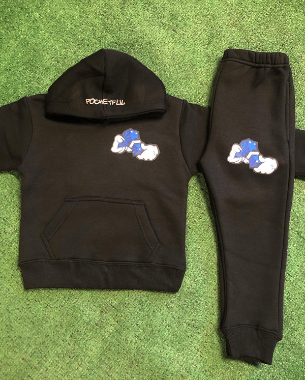 Money Hands - Black/Blue Kids Sweatsuit