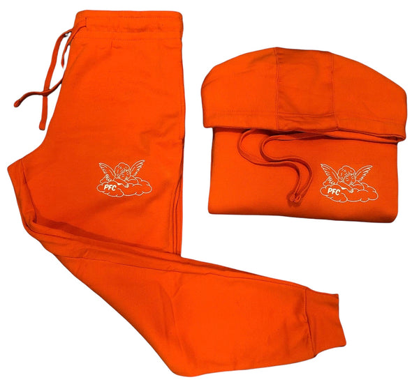 PocketFul Cloud SweatSuit - Orange/White